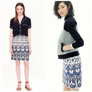 Blue floral trellis a-line above the knee skirt